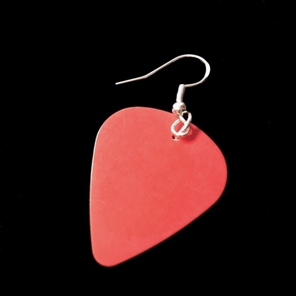 HAND Crafted Earrings Repurposed Guitar Picks Follow your Heart New - Picture 3 of 6